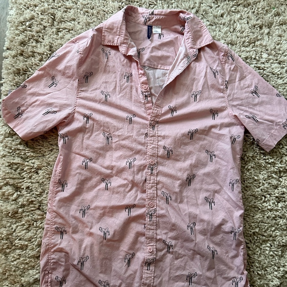 [L] Divided Men's Pink Patterned Shirt
